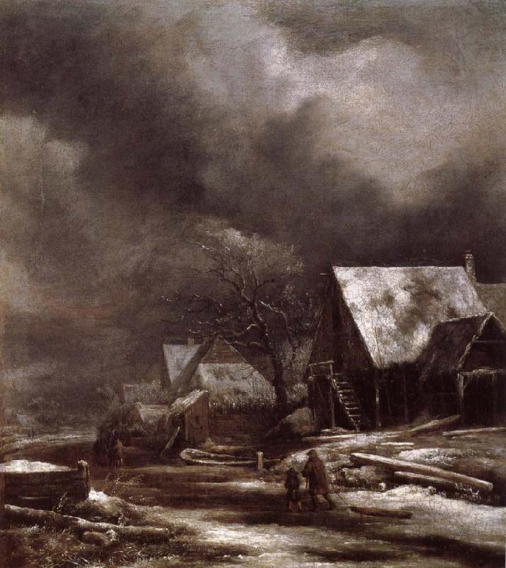 Jacob van Ruisdael Village in Winter oil painting image